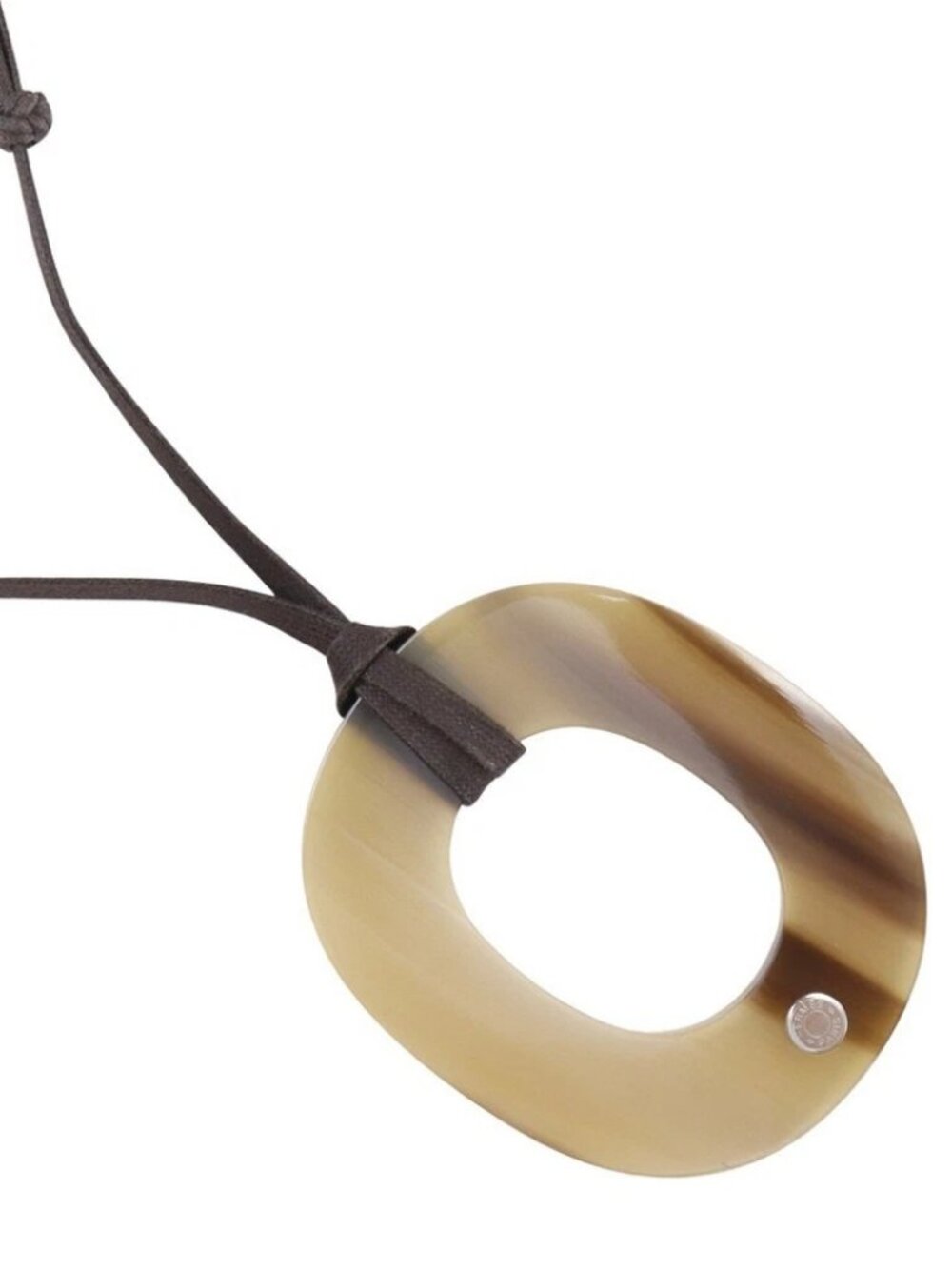 Hermes Ism Necklace Brown Buffalo Horn 28g Women